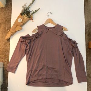Ruffled cold shoulder top